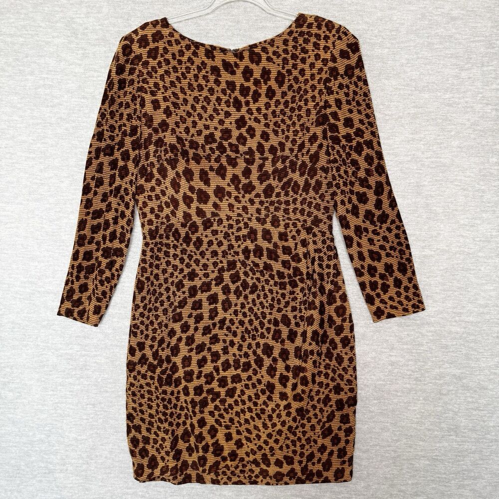 Vintage 90s 100% SILK Leopard Cheetah Size 10 Retro‎ Faux Wrap Office Career